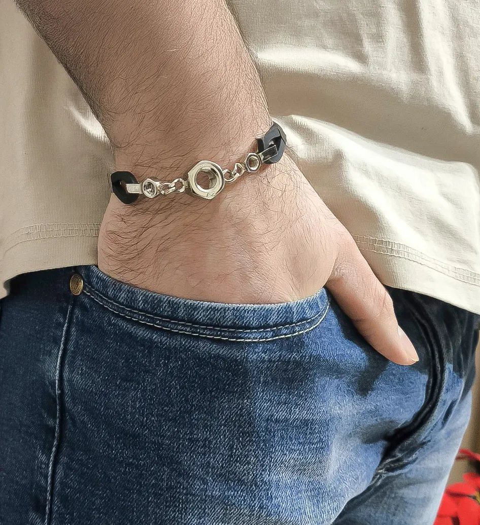 Ανδρικό βραχιόλι με καουτσούκ από ανοξείδωτο ατσάλι, 20,80 εκατοστά, TRIBUTE, 0230222601